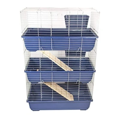 Image of KCT Triple Level Indoor Rabbit Pet Cage Guinea Pig Animal 80cm Dark Blue