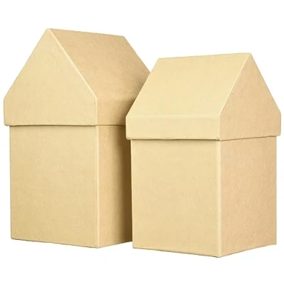 Image of Rayher 67216000 Mache Boxes, Set of 2: 13 3x13 3X23 cm Plus 11, 5x11, 5x20 Papier Mache, Natural, 13.3 x 23