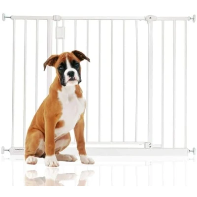 Image of Bettacare Extra Wide Hallway Dog Gate, 97cm 103cm, White, Pressure Fit Pet Puppy Safety Barrier for Hallways and Spaces, Easy Installation