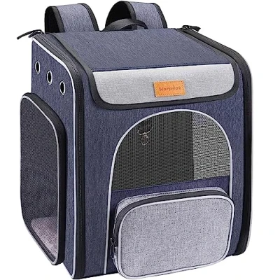 Image of morpilot Cat Backpack Dog up to 5 kg for Cats and Small Dogs, Foldable Dogs with Inner Safety Lead, Pet Mat Bowl