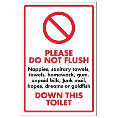 Image of V Safety Please Do Not Flush Nappies Sign 150mm x 200mm Self Adhesive