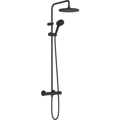 Image of Hansgrohe Vernis Blend Shower System 240 1 Spray with Thermostat, Matt Black, 26426670