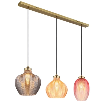 Image of Globo Jessica hanging light, length 90 cm, colourful, 3 bulb, glass