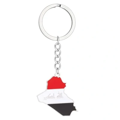 Image of JSGHGDF Stylish Keychain Featuring Iraq Map Sturdy Steel Material Flag Keyrings Key Holder Perfect for Gifting