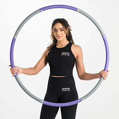 Image of Core Balance Smooth Weighted Hula Hoop For Adult Fitness Foam Padded Size Adjustable 1kg (Purple)