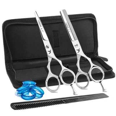Image of Candure Hairdressing Scissor 6.5 Inch Hair Cutting and Thinning Scissors with Comb Pouch for Men, Women, Children Professional Barbers