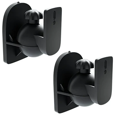 Image of deleyCON 2x Universal Speaker Wall Mounts Loudspeaker Mountings Tilt + Swivel &amp; up to 3.5 Kg Load Weight Ceiling Mounting Fitting Black