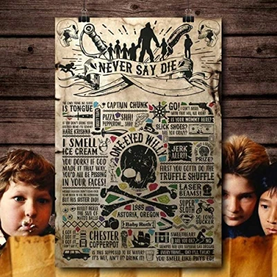 Image of Goonies Movie 80&#039;s Inspired Vintage Retro Man Cave Bar Pub Shed Novelty Gift Aluminium Metal Tin Wall Décor Sign