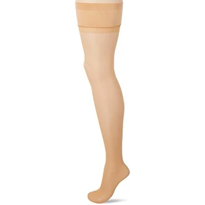 Image of 1 Pair Natural Tan 10 Denier Elegance Sheer Hold Ups Ladies Small Charnos