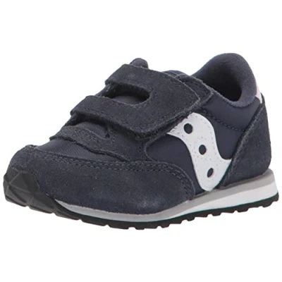 Image of Saucony BABY JAZZ Unisex Trainers for kids, Size: 3K, Navy/white Leather and textile
