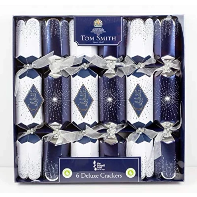 Image of Tom Smith Traditional Christmas Crackers Cracker Set in Box Seasonal Gift Celebration Deluxe 6/6 X 14&quot; WB