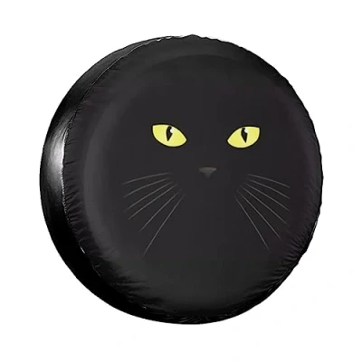 Image of Cartoon Black Cat Spare Tire Cover for Jeep Pajero Eye Car Wheel Protectors Accessories 14 17 Inch (Color : 2, Size 16 inch)