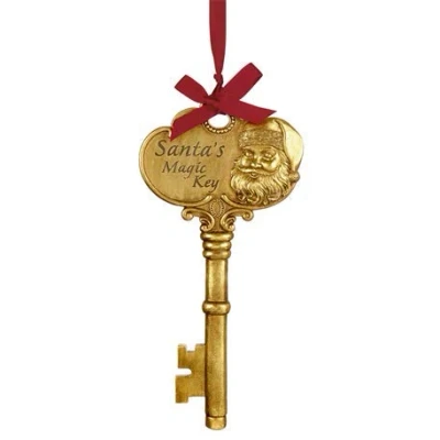 Image of Premier Decorations 39cm Santa&#039;s Magic Jumbo Key on Ribbon Novelty Gold