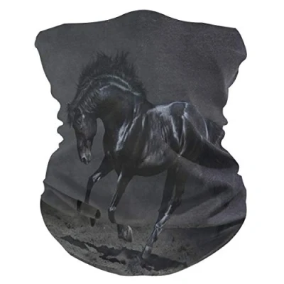 Image of Sawhonn Black Horse Face Mask Headband Bandana Balaclavas Neck Gaiter Magic Scarf Headwraps Headwear for Outdoor Women Men