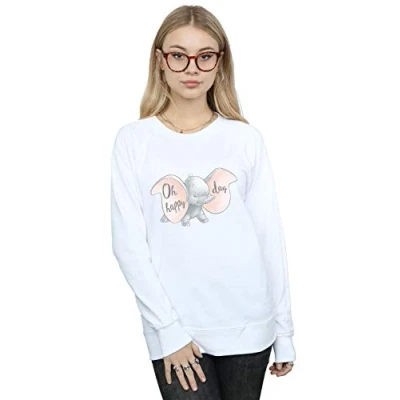 Image of Disney Women&#039;s Dumbo Happy Day Sweatshirt White Large