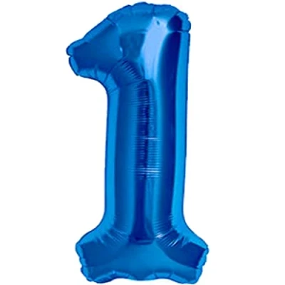 Image of Balloon 1st Birthday Number 1 Blue XXL Giant Foil 40 Decoration for Boy. Flies with Helium
