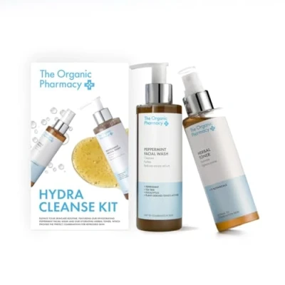 Image of The Organic Pharmacy Hydra Cleanse Kit, Black Friday, 350ml &amp; Hydrate, With Peppermint, Tea Tree, Eucalyptus, 11 Botanicals, 10.3% 86.4%