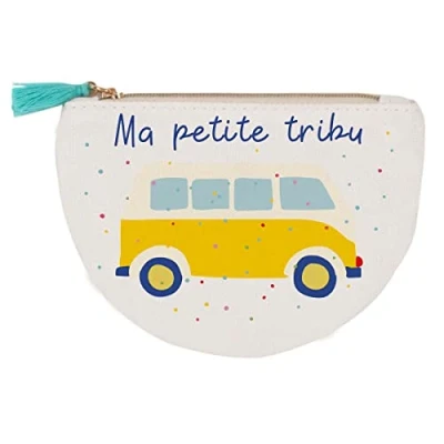 Image of Draeger Paris Ma Petite Tribu Coin Purse, gold, cotton zip purse