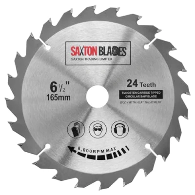 Image of Saxton TCT Circular Wood Saw Blade 165mm x 20mm (16mm Ring) 24 Teeth Compatible with Bosch Makita etc