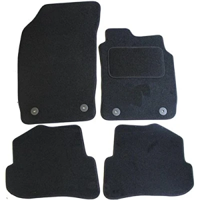 Image of JVL 2201 Fully Tailored 4 Piece Black Car Mat Set with Clips