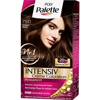 Image of Poly Palette Intensive Cream Colouration 750 Chocolate Brown Level 3 Pack of x 115 ml