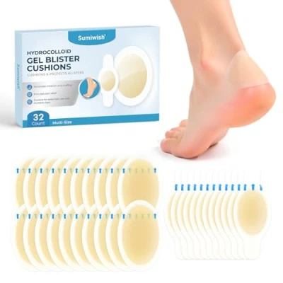 Image of Hydrocolloid Blister Bandages for Feet 32 Count Extra Cushioning Foot,Toe &amp; Heel Protection Ideal Prevention Recovery Water Resistant