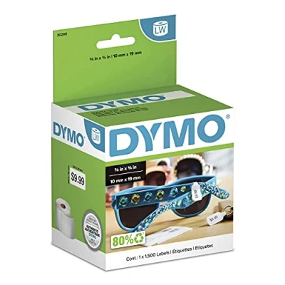 Image of DYMO LW 2 Up Price Tag Labels for LabelWriter Label Printers, White, 3/8&#039;&#039; x 3/4&#039;&#039;, 1 roll of 1,500 (30299)