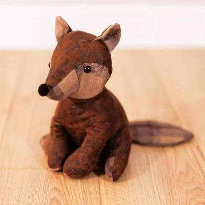 Image of Marco Paul Novelty Animal Doorstops Soft Plush Weighted Door Stopper Wedge Brown Fabric Home Décor Gift Heavy Duty Livingroom Bedroom Office Indoor Rustic Traditional Ornament (Fox Doorstop)