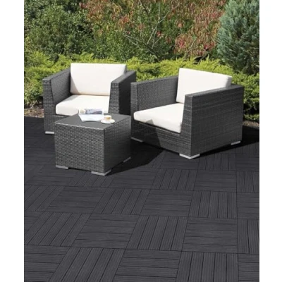 Image of Nicoman Garden Decking Tiles Cosmopolitan Patio, Terrace, Hot Tub Deck Interlocking Recycled Cosmo Composite Outdoor Drainage Flooring (Graphite, 30 x 30cm, 40x)