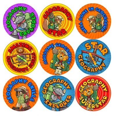 Image of 144 Geography Adventure 30mm Glossy Reward Stickers
