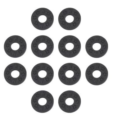 Image of Thyonta 12 PCS Black Guitar Strap Locks Rubber Blocks Protector for Lover, Acoustic Guitar, Electric Bass, Ukulele