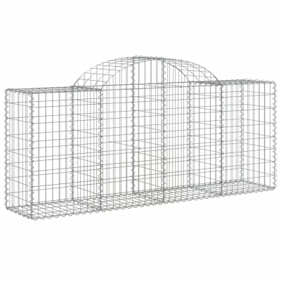 Image of vidaXL Arched Gabion Baskets 7 pcs 200x50x80/100 cm Galvanised Iron