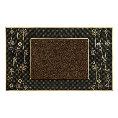 Image of JVL Daisy PVC Pin Scraper Doormat, 45x75cm, Gold
