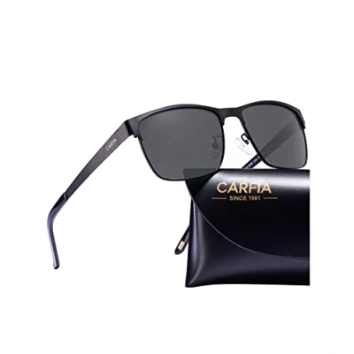 Image of CARFIA UV Protection Mens Sunglasses Polarised Mirrored Glasses for Driving Hiking Baseball, Square Frame