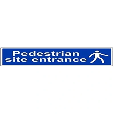 Image of V Safety Pedestrians Site Entrance Sign 600mm x 200mm Self Adhesive Vinyl