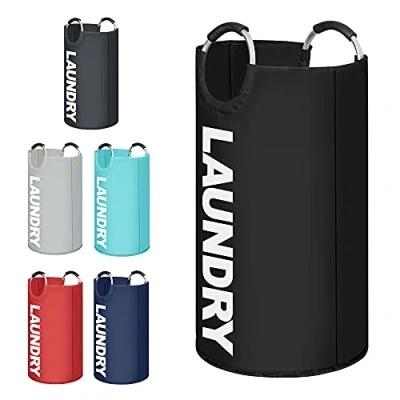 Image of K ONE Modern Style Collapsible Fabric Large Laundry Basket, Hamper, Foldable Clothes Bag, Folding Washing Bin 6 Colors available 82L (Black)