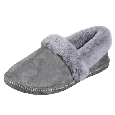 Image of Skechers Women&#039;s Cozy Campfire Team Toasty Slipper, Charcoal Microfiber Suede/Faux Fur Line, 6 UK