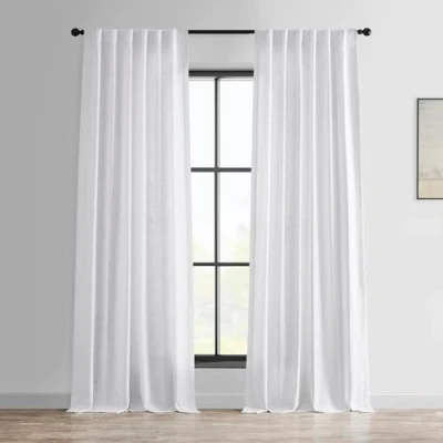 Image of HPD Half Price Drapes Premium Heavy Faux Linen Curtains for Living Room (1 Panel), 50W x 84L Light Filtering 84 Inches Long Window Bedroom, Rice White