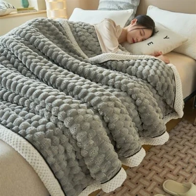 Image of IPUDIS Weighted blanket，weighted blankets adult Large Fleece Blanket Throws for adults Sofas Soft Warm Throw Over Sofa Bed (Color : Grey, Size 150 * 200cm)