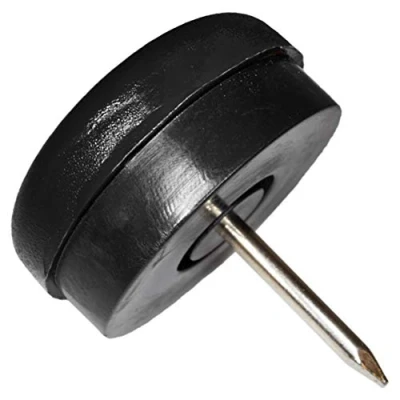 Image of Adsamm® / 32 x Glides in plastic with nail and rubber cushion Ø 0,98&#039;&#039; (Ø 25 mm) black round Premium quality furniture sliders bumper by
