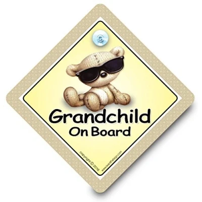 Image of Grandchild On Board Sign Shades, Baby Sign, Sunglasses Car 14 cm x 14cm