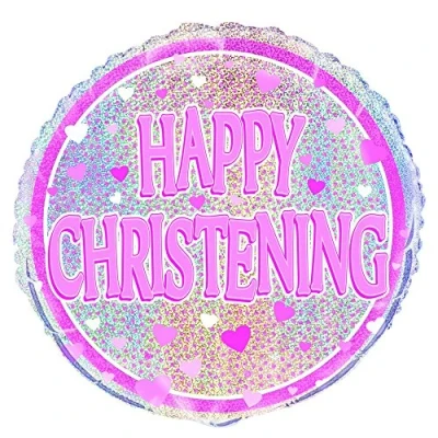 Image of Unique Party 55537 18&quot; Foil Prism Pink Christening Balloon