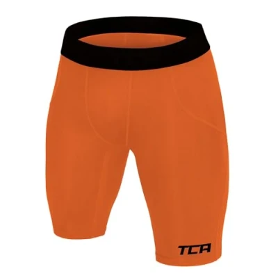 Image of TCA Men&#039;s SuperThermal Compression Base Layer Thermal Under Shorts Bright White, S Orange, XXL