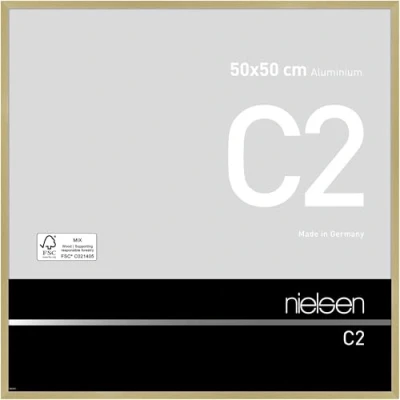 Image of nielsen C2 Photo Frame, 50x50cm Gold Aluminium Picture Frame with Protective Float Glass and Push Turn Clips Soft