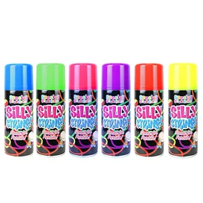 Image of SKYTE® 6X Silly String Party Spray Birthday Wedding Celebration Crazy Streamer Can Stag Hen Colourful Decoration Special 210ml, Multicolour