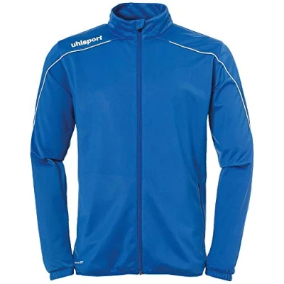Image of Uhlsport Football Stream 22 Classic Jacket Men, Azure Blue/White, Smartbreathe Pique Brushed Outdoor Sports, Size XL
