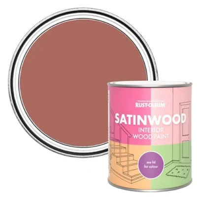 Image of Rust Oleum Red Satinwood Interior Wood Paint Salmon 750ml