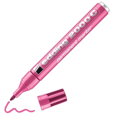 Image of edding 2000 C permanent marker pink 1 pen round nib 1.5 3 mm quick drying markers waterproof, smudge proof for cardboard, plastic, wood, metal, fabric