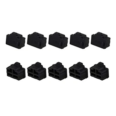 Image of Futheda 10Pcs Silicone Ethernet Hub Port RJ45 Anti Dust Cover Cap Protector Connector Plug Compatible with Computer TV Router Black