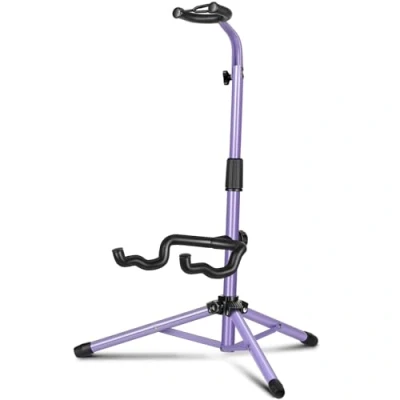Image of CAHAYA Guitar Stands Floor Metal with Neck Holder Folding Tripod Universal Holder, for Acoustic Electric Guitars Ukulele Violin Banjo Mandolin, Purple CY00253